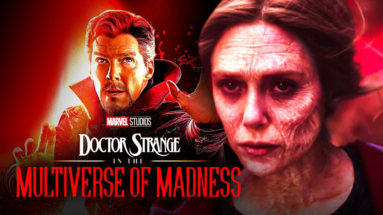 Elizabeth Olsen as Wanda Maximoff, Benedict Cumberbatch as Doctor Strange, Doctor Strange 2 logo