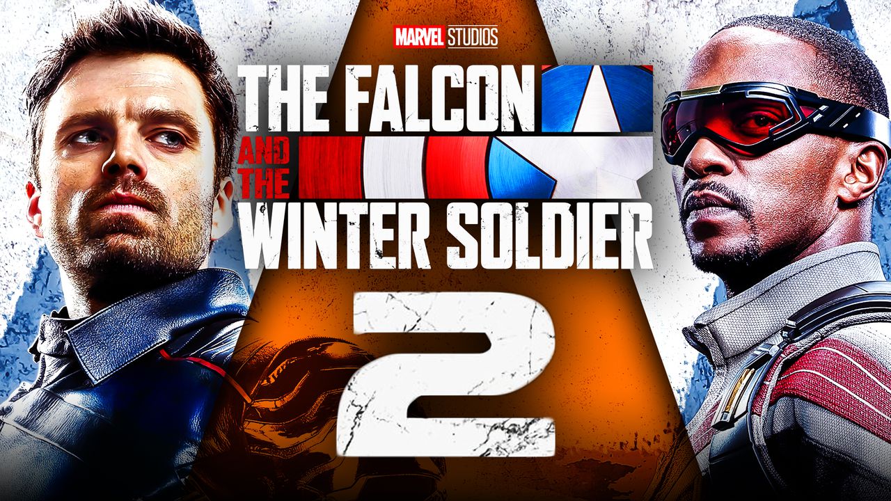 The Falcon and the Winter Soldier logo, Sebastian Stan as Bucky, Sam Wilson as Falcon