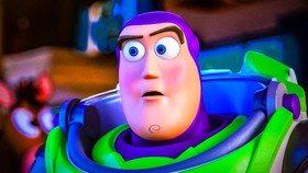 Buzz Lightyear from Toy Story looking shocked.