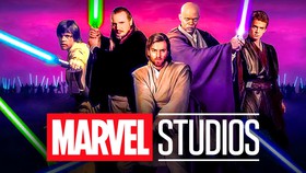 Marvel Studios logo, Star Wars main actors as their characters