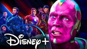 MCU superheroes, Vision, Disney Plus logo