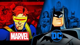 Marvel and DC cartoon characters X-Men Cyclops, Batman