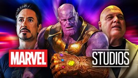 Thanos, Tony Stark, Kingpin, Marvel Studios logo