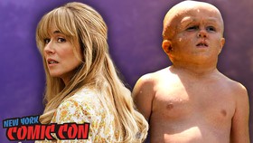 Linda Cardellini as Pamela Voorhees and Callum Vinson as Jason Voorhees in Crystal Lake.