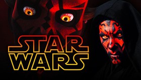 Darth Maul alongside Star Wars logo.