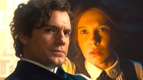 Henry Cavill and Millie Bobby Brown in Enola Holmes 3.