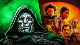 Marvel Comics Doctor Doom and Dune Part 2 poster side-by-side.
