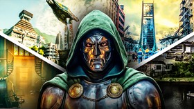 Doctor Doom with Baxter Building, Wakanda, X-Mansion, and Avengers Compound.