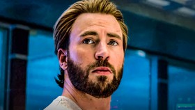 Steve Rogers with beard, played by Chris Evans