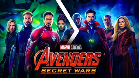 Avengers: Secret Wars logo and heroes