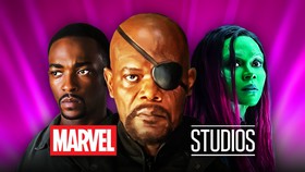 Anthony Mackie as Sam Wilson, Samuel L. Jackson as Nick Fury, Zoe Saldana as Gamora, Marvel Studios