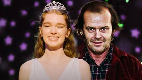 Summer Howell as Carrie, Jack Nicholson as Jack in The Shining.