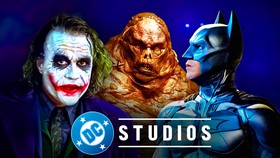 Clayface, Joker, Batman, DC Studios logo