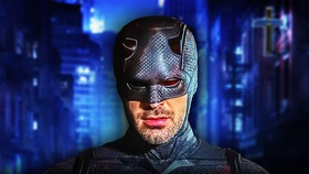 Charlie Cox in black Daredevil: Born Again suit.