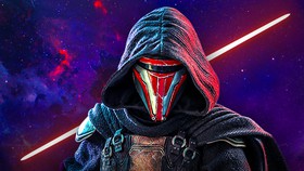 Darth Revan, lightsaber blade in background