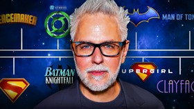 James Gunn, DC slate in background