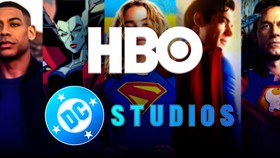 HBO, DC Studios logos, DC posters.