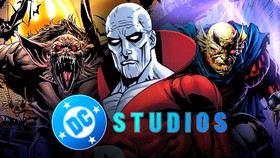 Man-Bat, Deadman, Etrigan; DC Studios logo