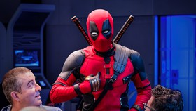 Deadpool Disney character with guests