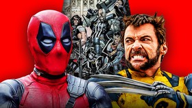 Deadpool and Wolverine alongside X-Force mutants from Marvel comics.
