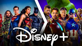 Marvel and DC superheroes, Disney plus logo