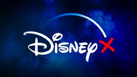Disney Plus logo with X, blue and black background