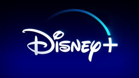 Disney plus logo, blue to black faded background