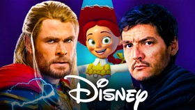 Thor, Din Djarin, Jessie, Disney logo