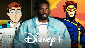 Animated Peter Parker, Yahya Abdul-Mateen II as Wonder Man, animated Cyclops, Disney+ logo.