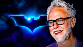 Batman symbol, James Gunn face