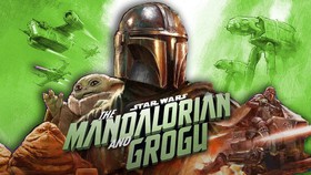 Mandalorian and Grogu characters and logo.