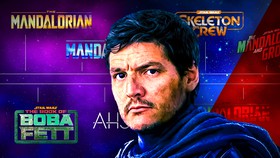 Mandoverse Din Djarin and tv show logo slate