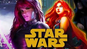 Mara Jade art, Star Wars Logo.
