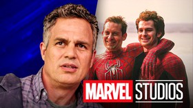 Mark Ruffalo as Bruce Banner, Tobey Maguire and Andrew Garfield as Spider-Men, Marvel Studios logo