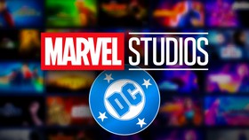Marvel Studios and DC logos, movie and tv posters in background