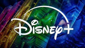 Disney+ logo, Marvel background
