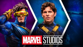 Cyclops in classic costume, James Marsden's Cyclops costume in Avengers Doomsday, Marvel Studios log