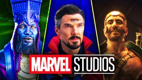Doctor Strange, Kang, and Hercules in live-action; Marvel Studios logo.