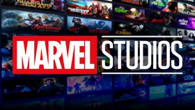 Marvel Studios logo, movie posters.