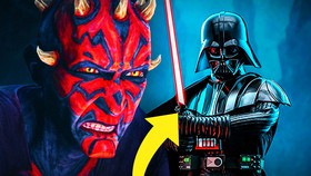 Darth Maul and Darth Vader holding lightsaber