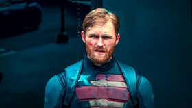 John Walker as US Agent in Captain America-like suit
