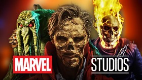 Man Thing, Zombie Doctor Strange, Ghost Rider, Marvel Studios logo.