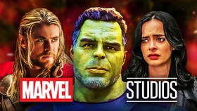 Thor, Hulk, Jessica Jones, Marvel Studios Logo.