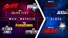 MCU Netflix slate with logos from Daredevil, Jessica Jones, Luke Cage, Punisher, Iron Fist