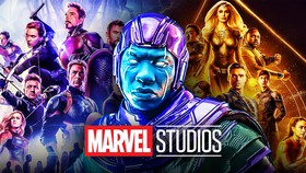 Marvel Studios' Reed Richards, Kang The Conqueror, and Captain America.