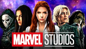 Marvel Studios logo, Black Widow, Yelena, Elektra, Winter Soldier, Taskmaster.