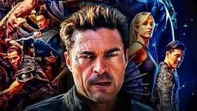 Mortal Kombat 2 movie banner with Johnnny Cage in middle