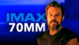 IMAX 70MM logo, Matt Damon in The Odyssey Movie.
