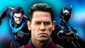 Peacemaker with Nightwing and Batgirl