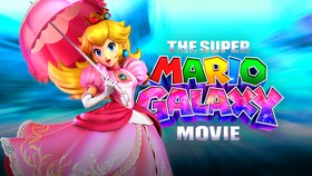 Princess Peach next to the Super Mario Galaxy Movie logo.